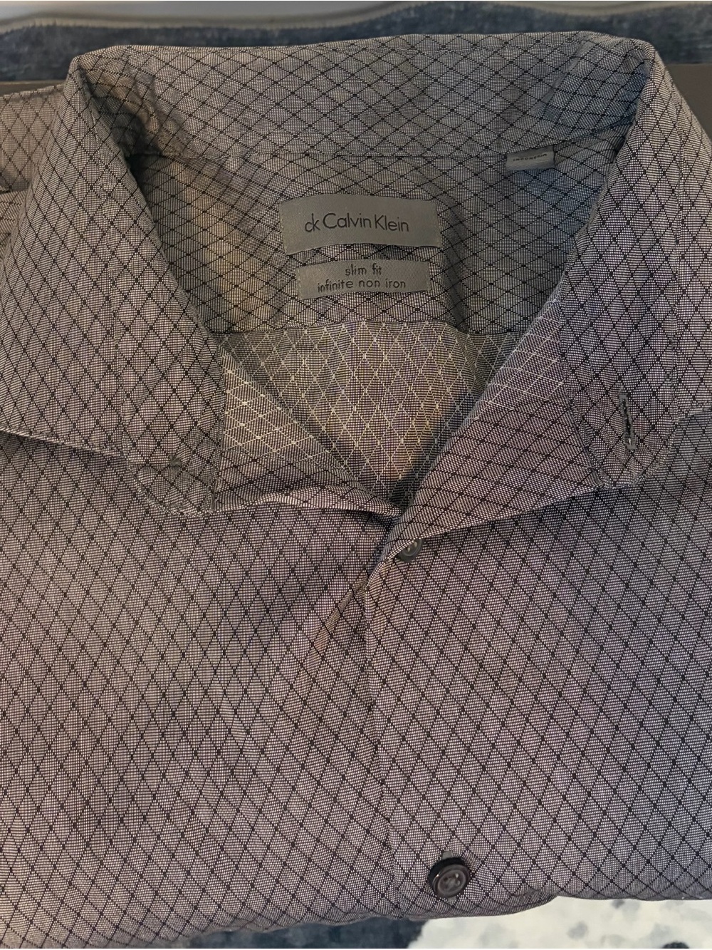 Calvin Klein Men's Slim Fit Patterned Grey Dress Shirt